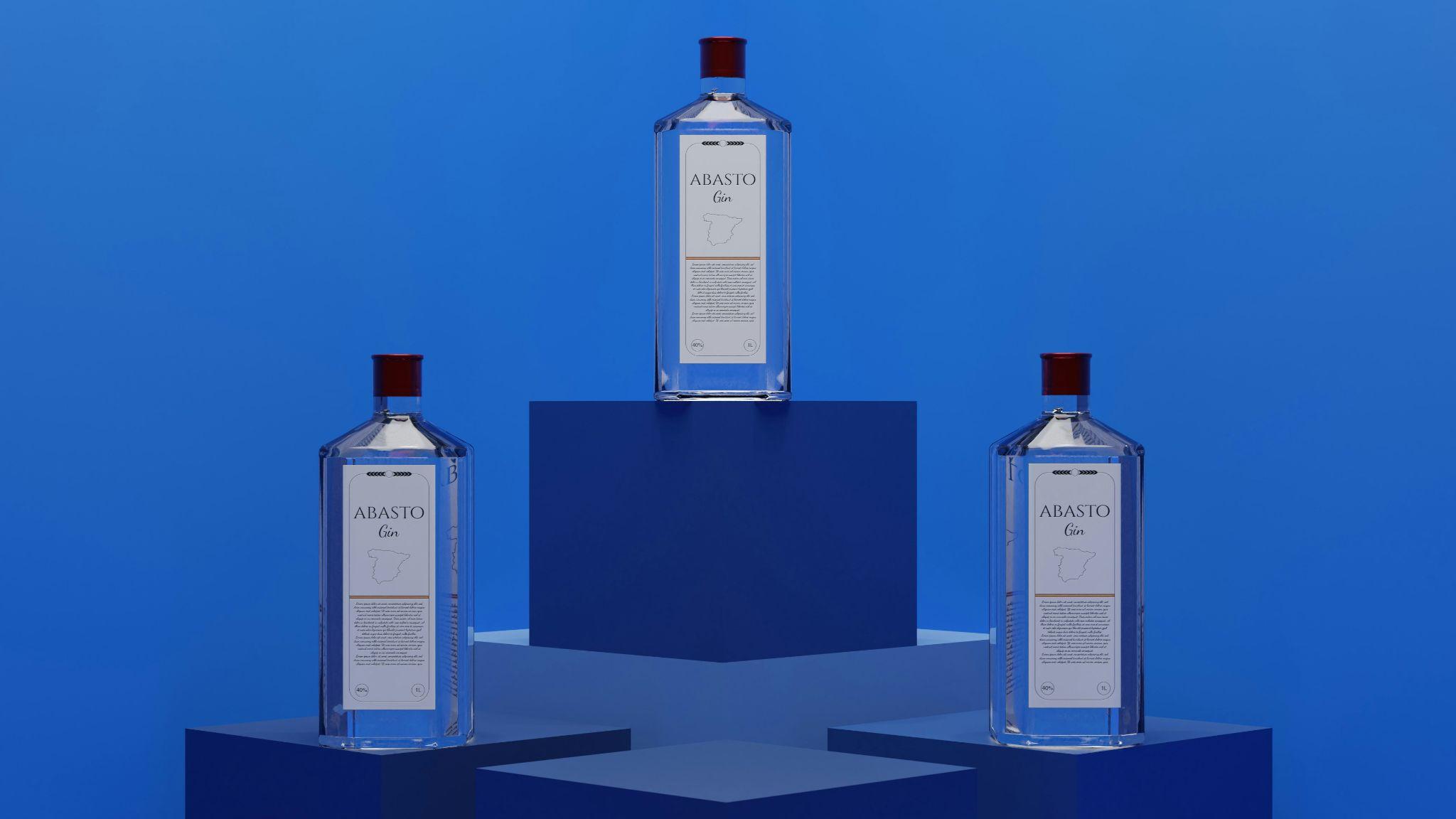 Display of bottled alkaline water against a blue background, showing the premium marketing of high-pH water products.