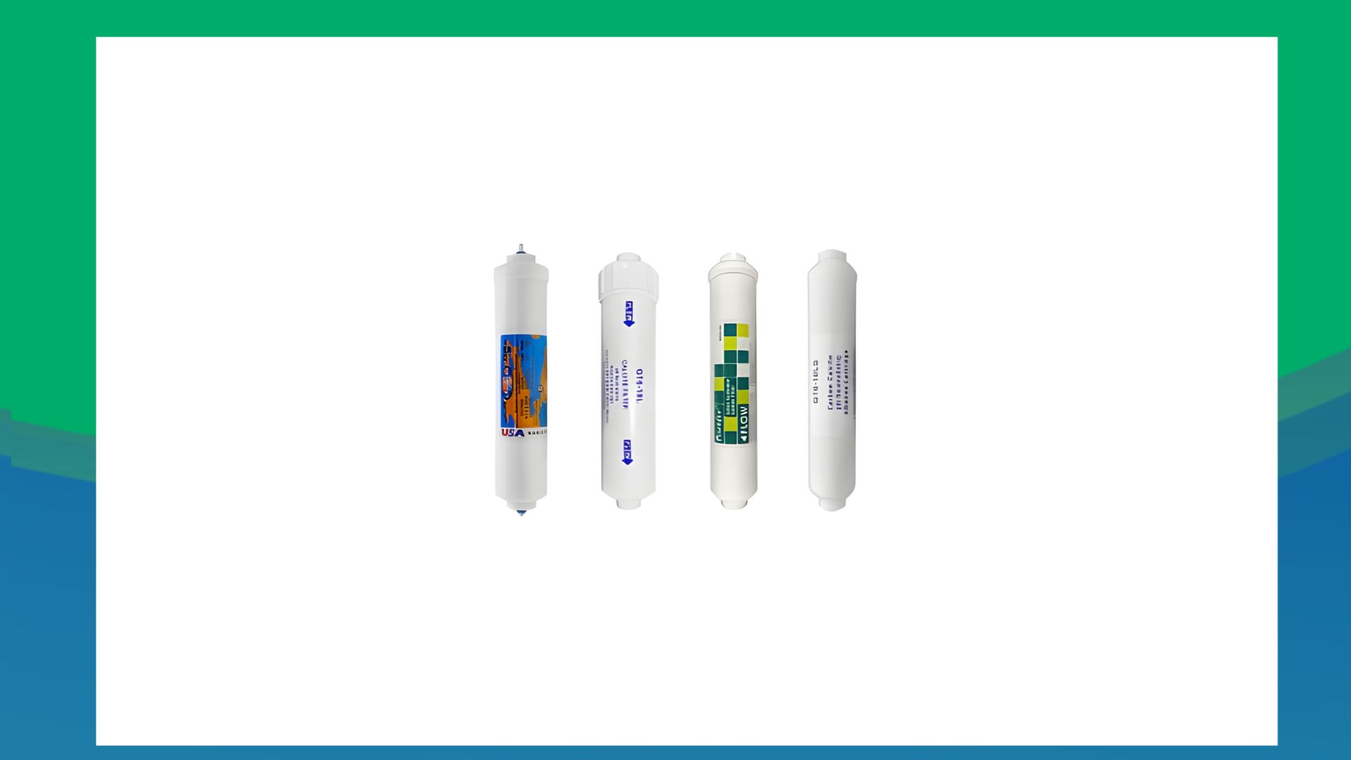 Four inline water filter replacement cartridges for home filtration systems